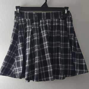 Black and White Plaid Skater Skirt